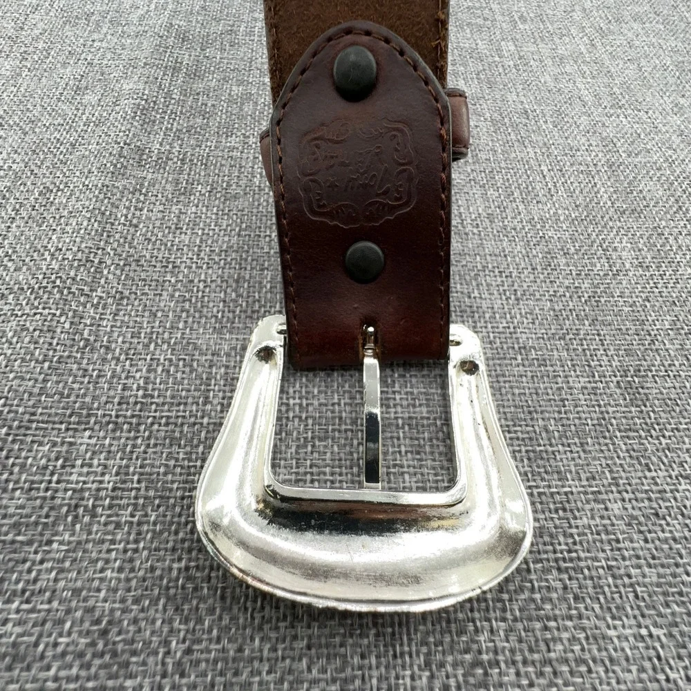 Tony Lama Men's Cutting Champ Leather Belt Size 40 Brown Scalloped Concho READ